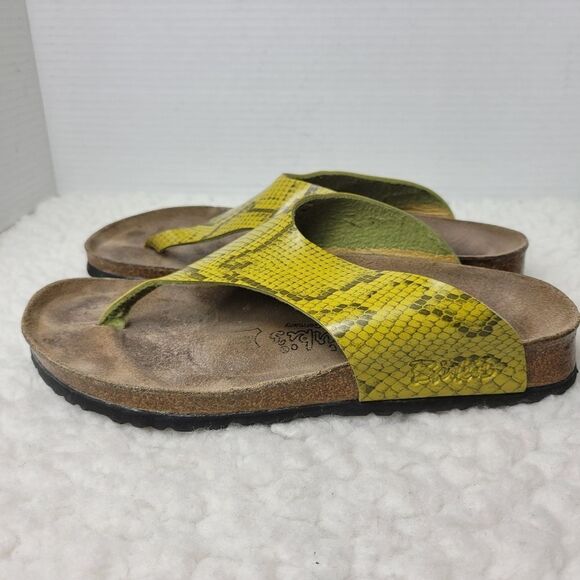 Birkenstock Birki’s Maui Thong Womens Size 11 Yellow Snakeskin Print Sandals Goo - Picture 3 of 10